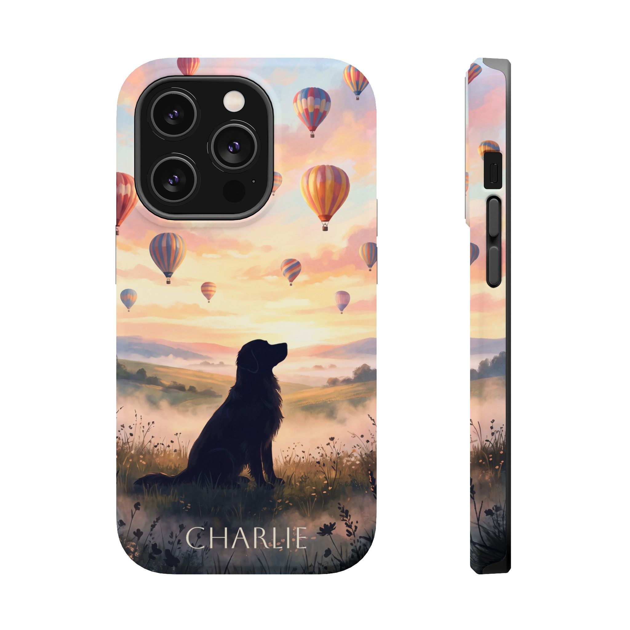 Personalized Golden Retriever Hot Air Balloon Phone Case — Wireless Charging Cover