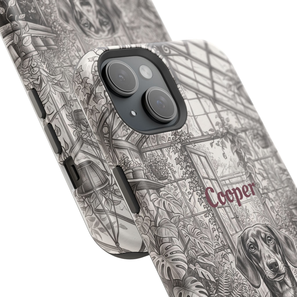 Personalized Dachshund Vintage Greenhouse Phone Case — Wireless Charging Cover