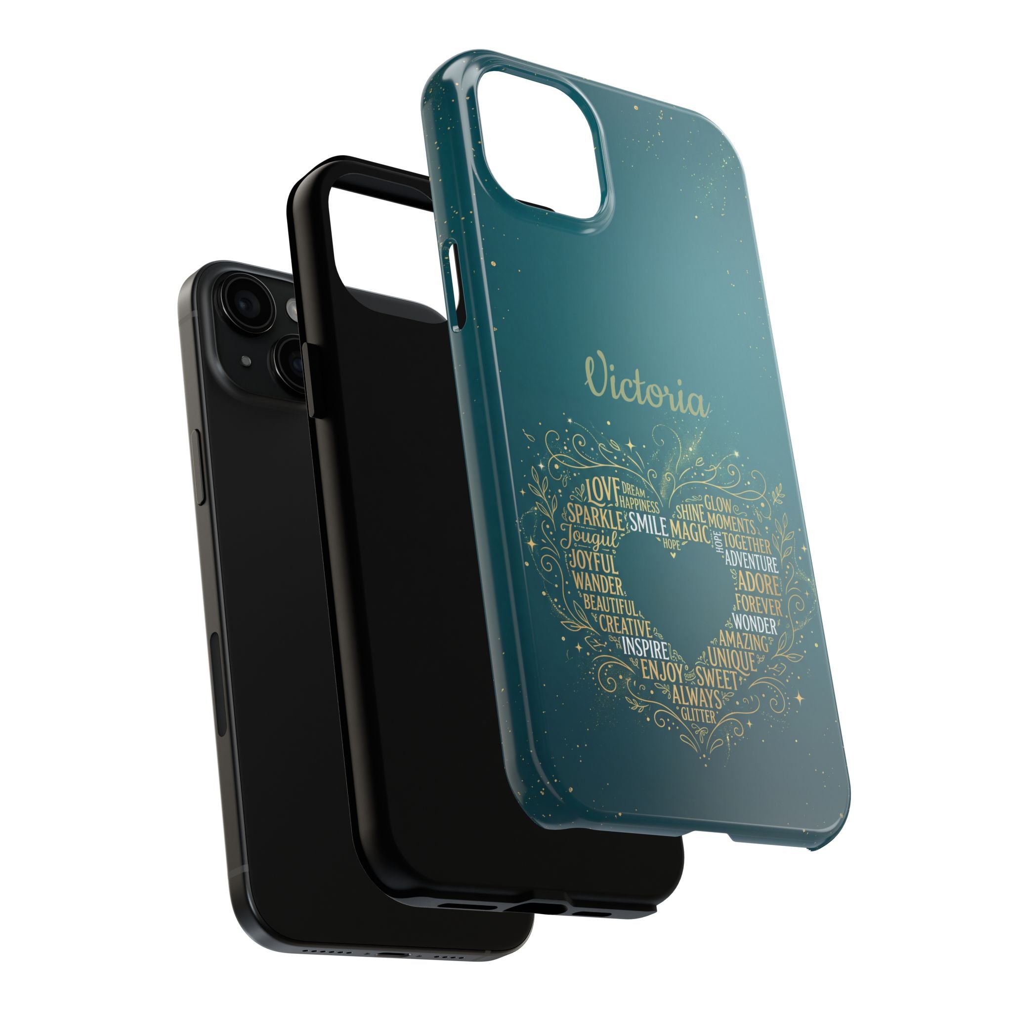 Personalized Teacher Phone Case — Custom Name Heart Word Art Design