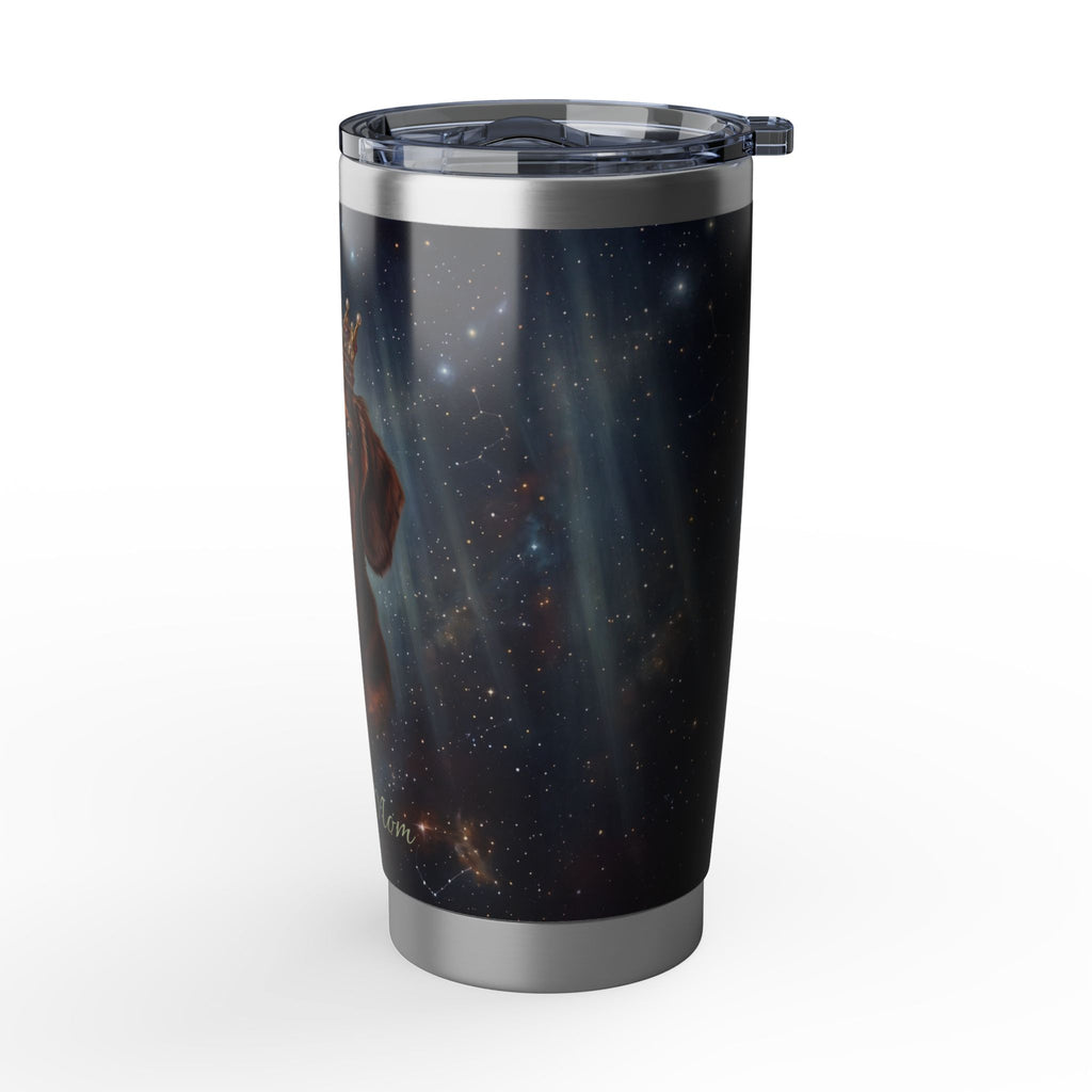 Dachshund King Stainless Tumbler — 20oz Travel Mug with Crowned Dog Galaxy Design