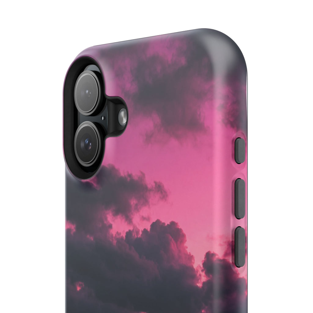 Pink Sky Paw Print Phone Case — Impact-Resistant Wireless Charging Cover