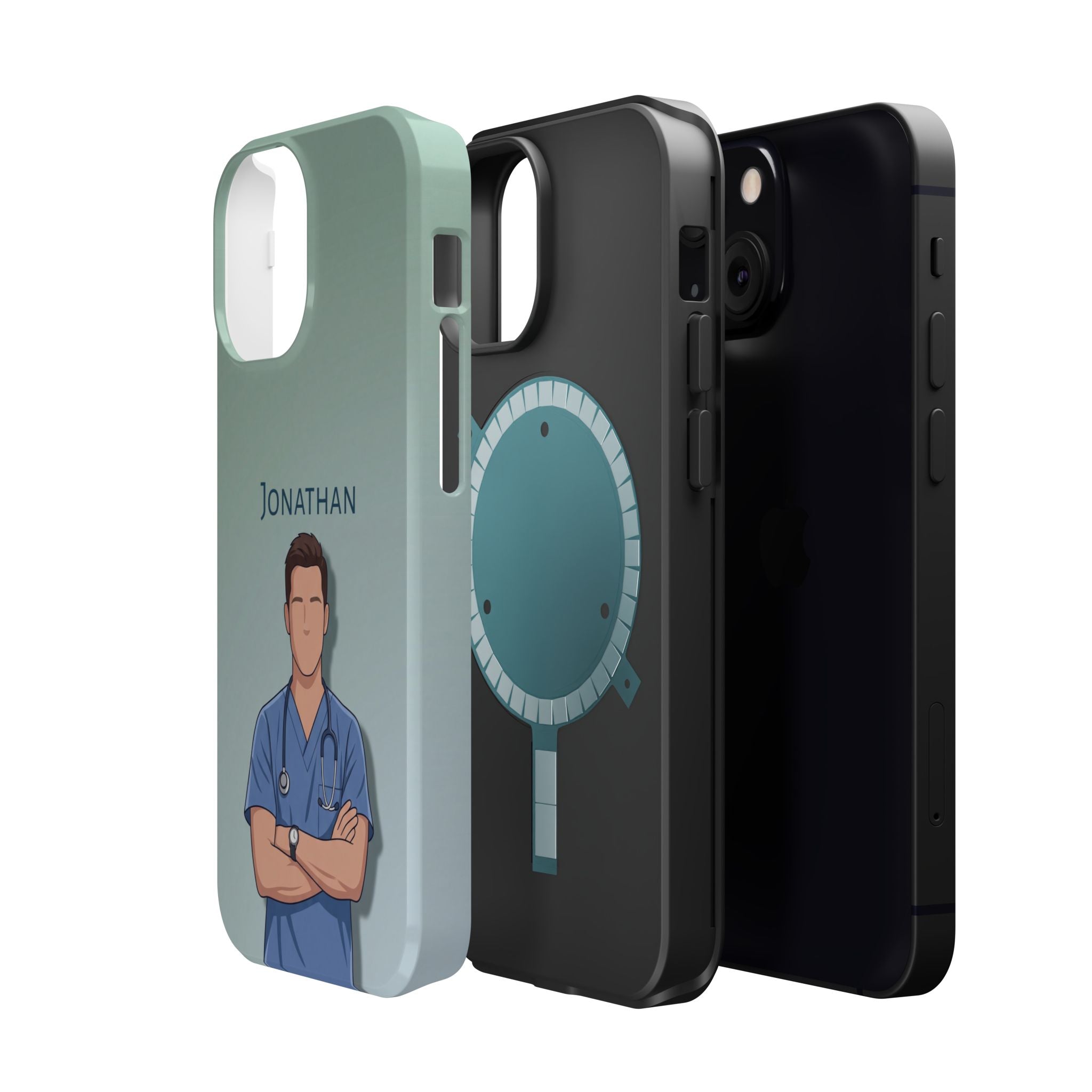 Personalized Nurse Portrait Phone Case — Impact-Resistant Wireless Charging Cover