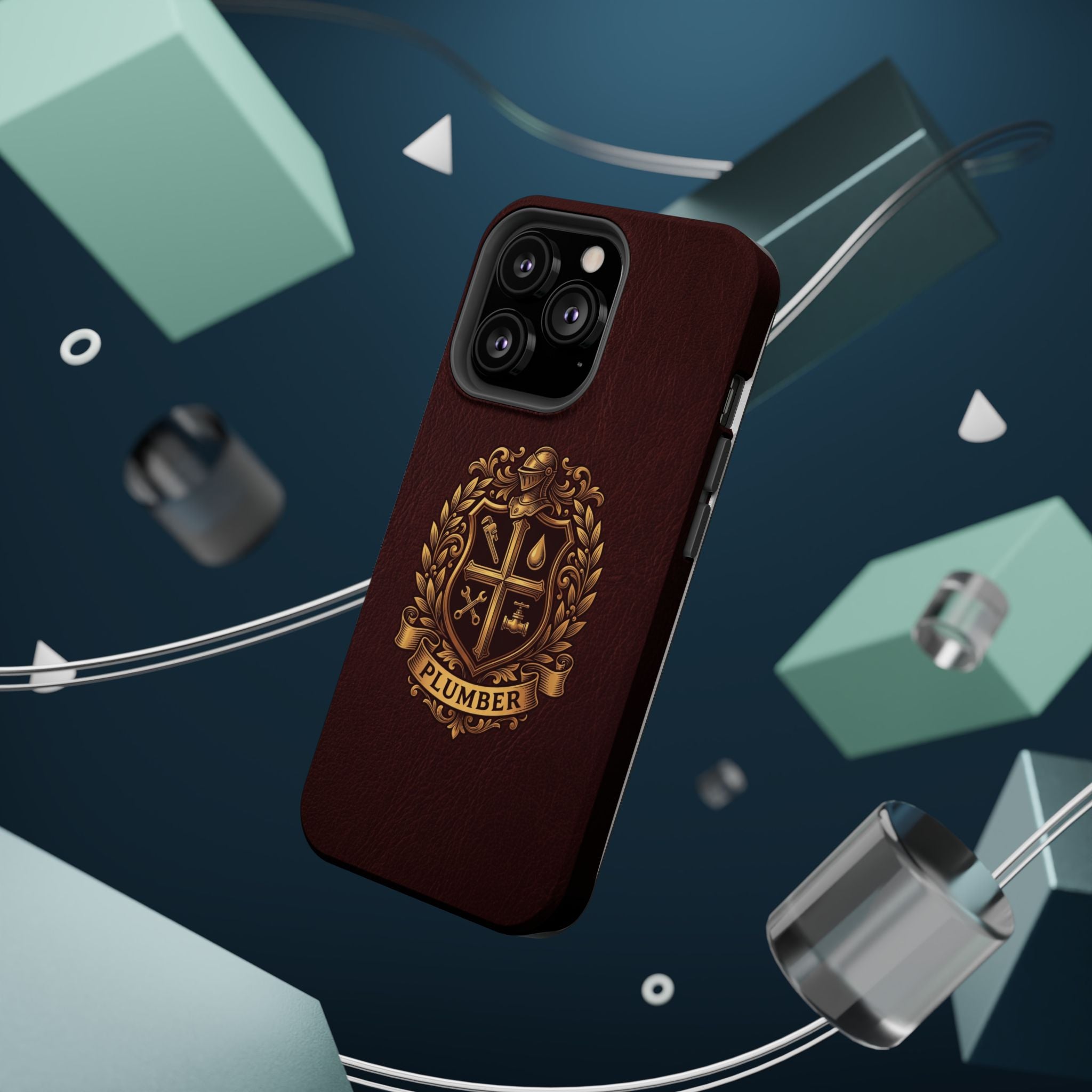 Plumber Crest Phone Case — Heraldic Shield Design Wireless Charging Cover