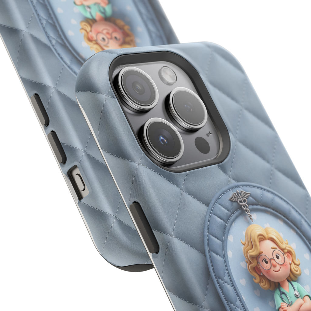 Personalized Quilted Nurse Phone Case — Wireless Charging Cover