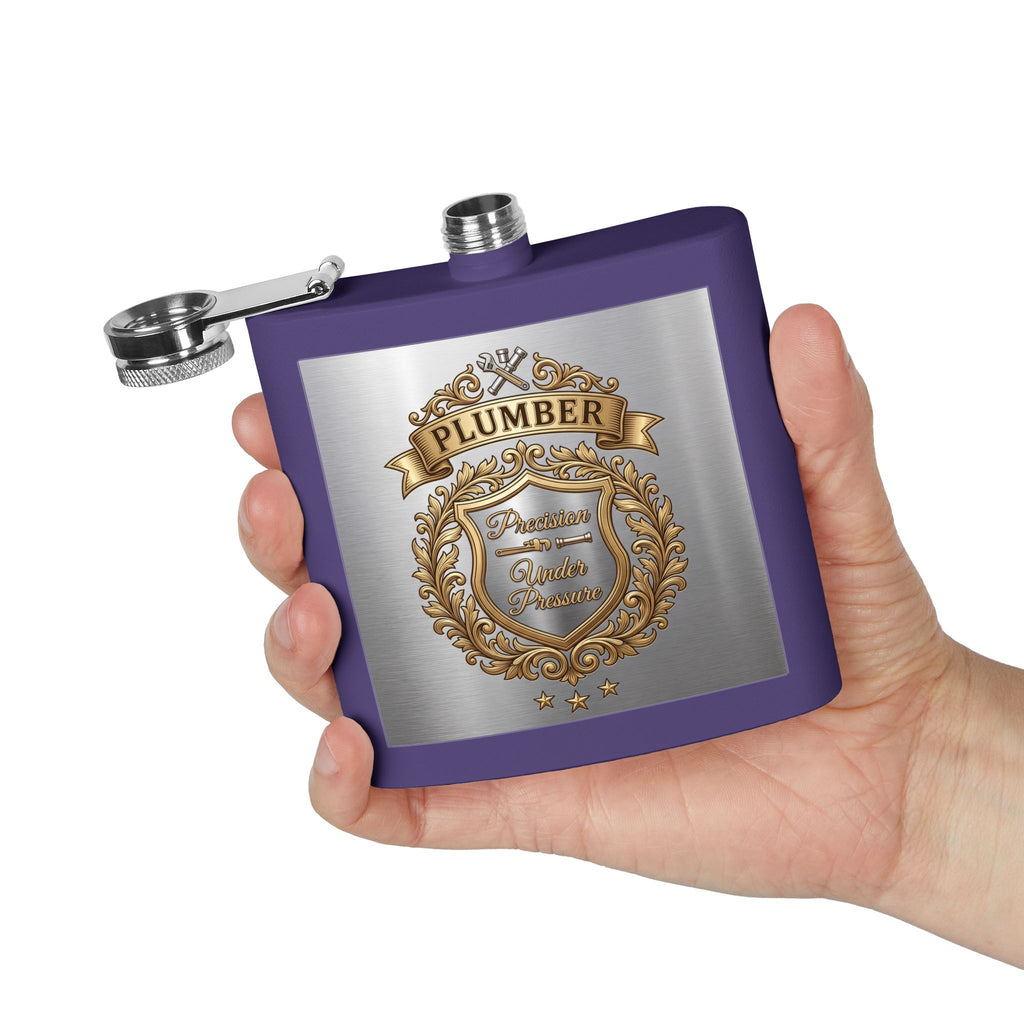 Flask — "Plumber: Precision Under Pressure" 6oz Stainless Steel Hip Flask