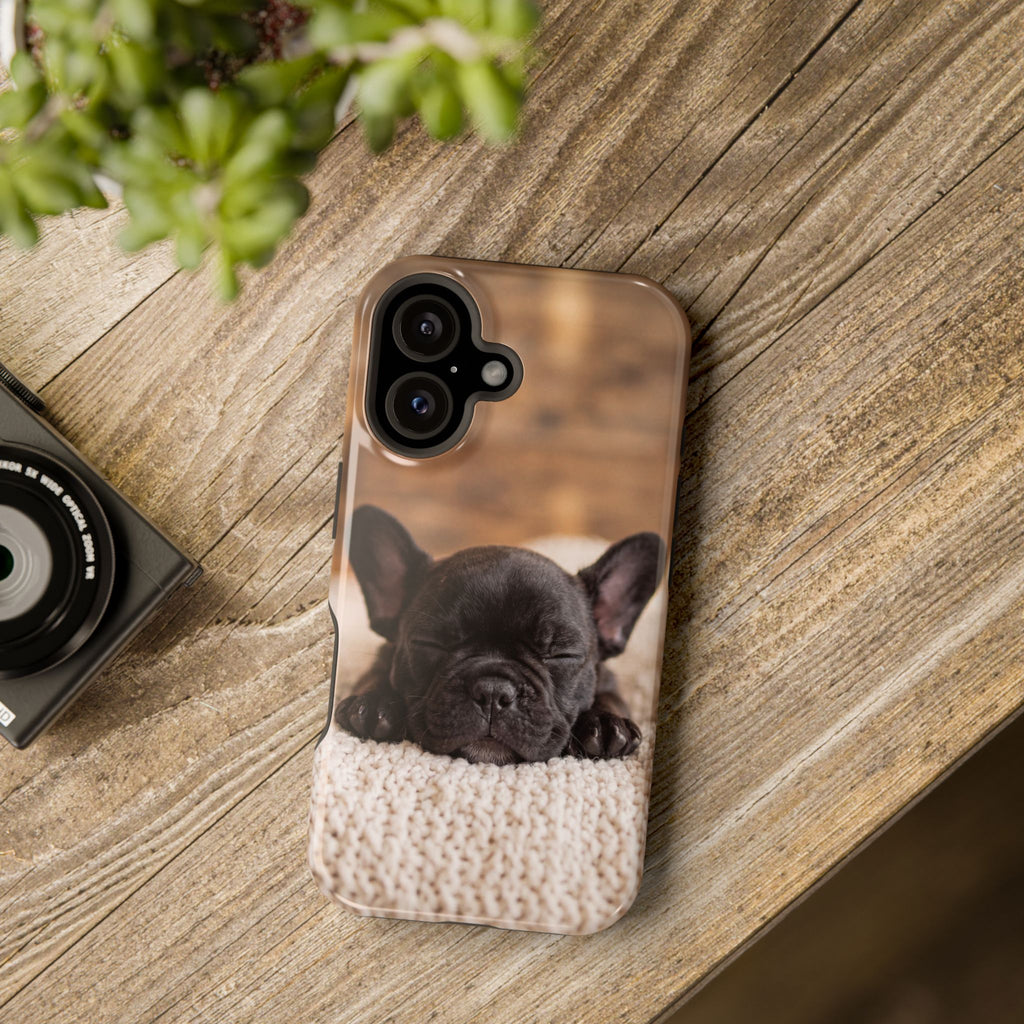 Sleepy French Bulldog Phone Case — Impact-Resistant Wireless Charging Cover
