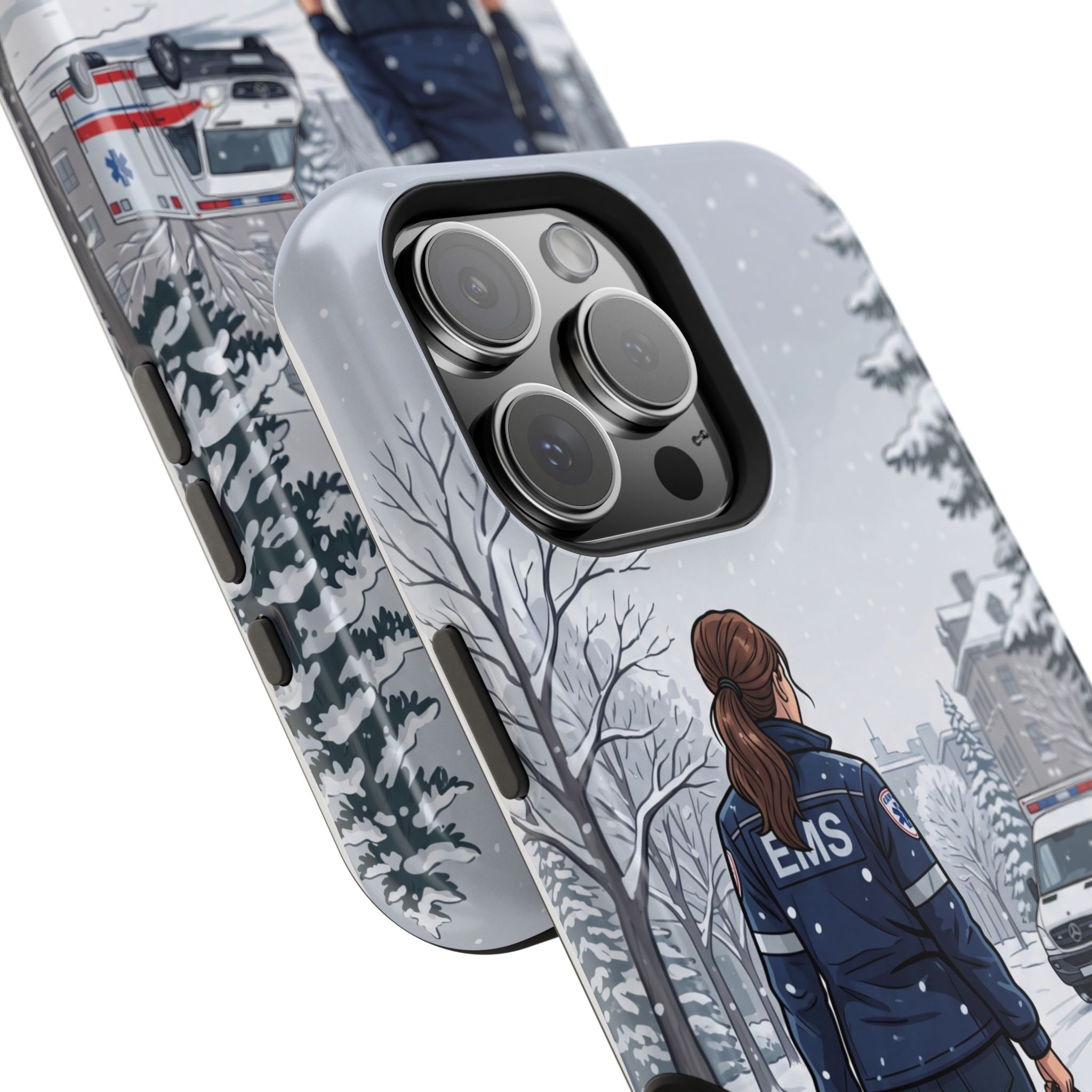Paramedic/EMT Winter Phone Case — Magnetic Wireless Charging Cover