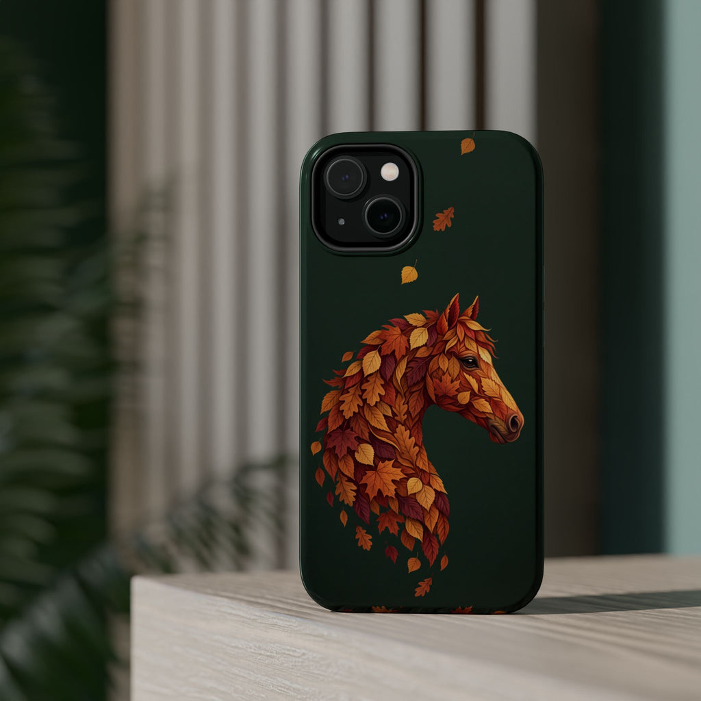 Autumn Leaves Horse Phone Case — Tough Magnetic Case with Wireless Charging