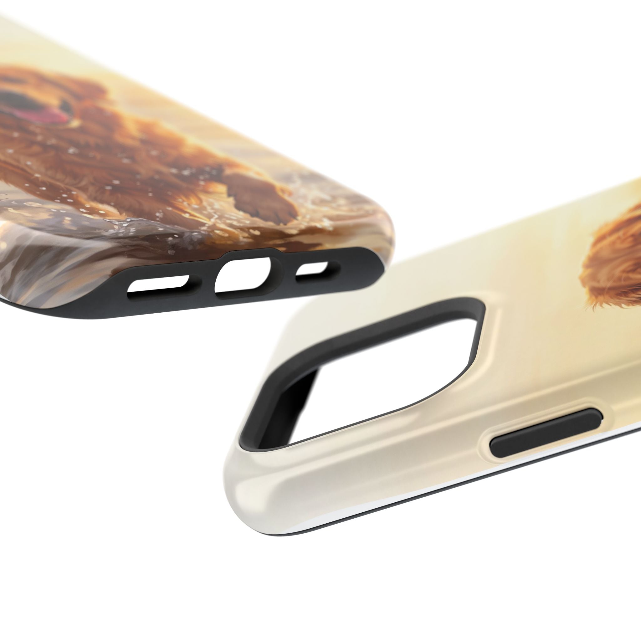 Beach Golden Retriever Phone Case — Impact-Resistant Wireless Charging Cover