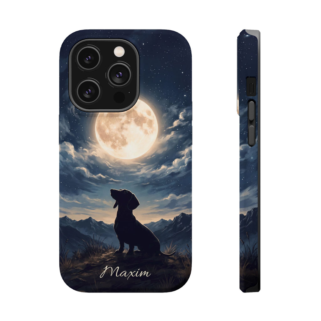 Personalized Dachshund Moonlight Phone Case — Wireless Charging Cover