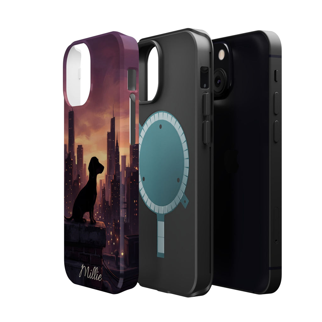 Personalized Dachshund City Skyline Phone Case — Wireless Charging Cover