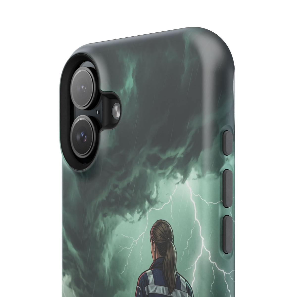 Female Paramedic Green Storm Phone Case — Magnetic Wireless Charging Cover