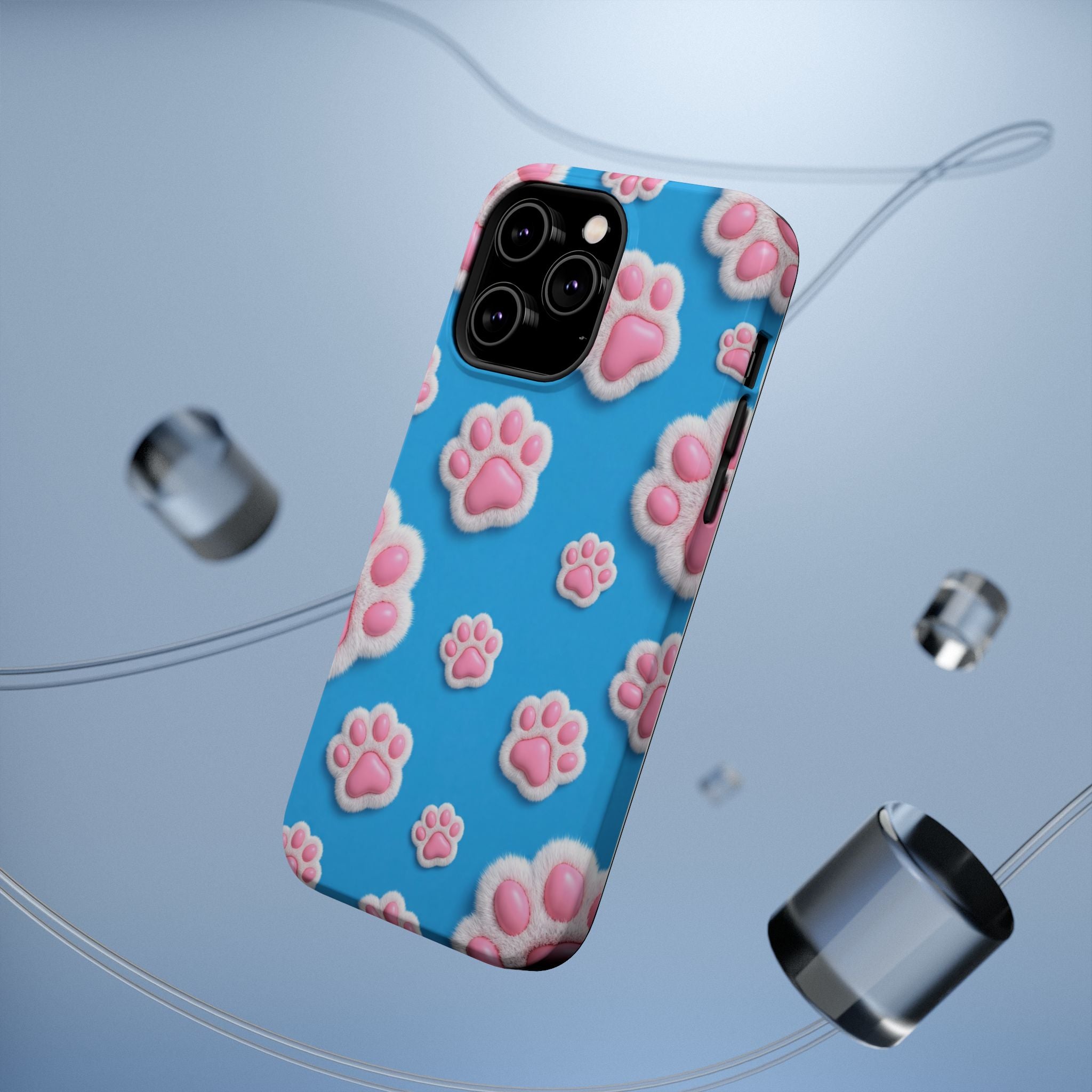 Fluffy Paw Print Phone Case | Cute 3D Pink Paw Pattern Case for Dog & Cat Lovers | iPhone & Samsung
