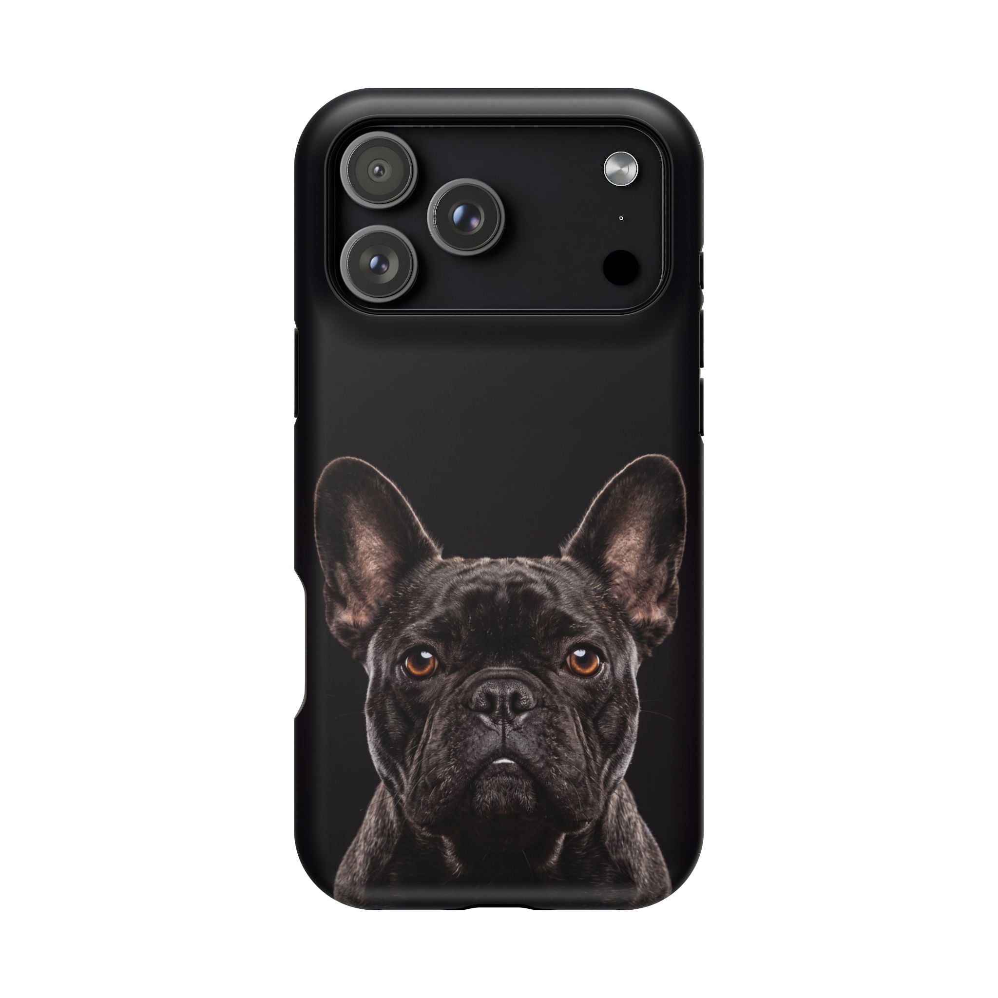 Black French Bulldog Phone Case — Impact-Resistant Wireless Charging Cover