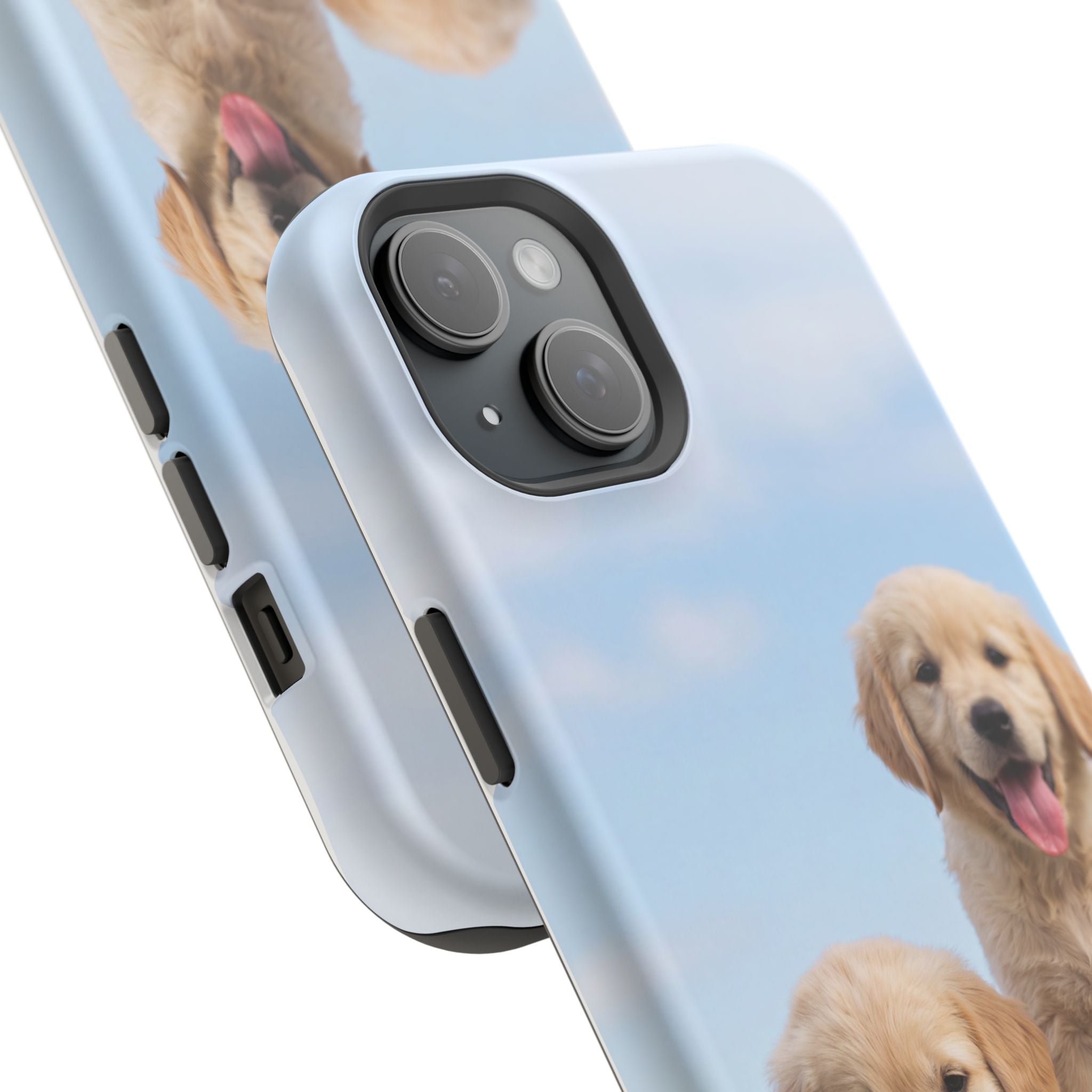 Golden Retriever Puppy Duo Phone Case — Impact-Resistant Wireless Charging Cover