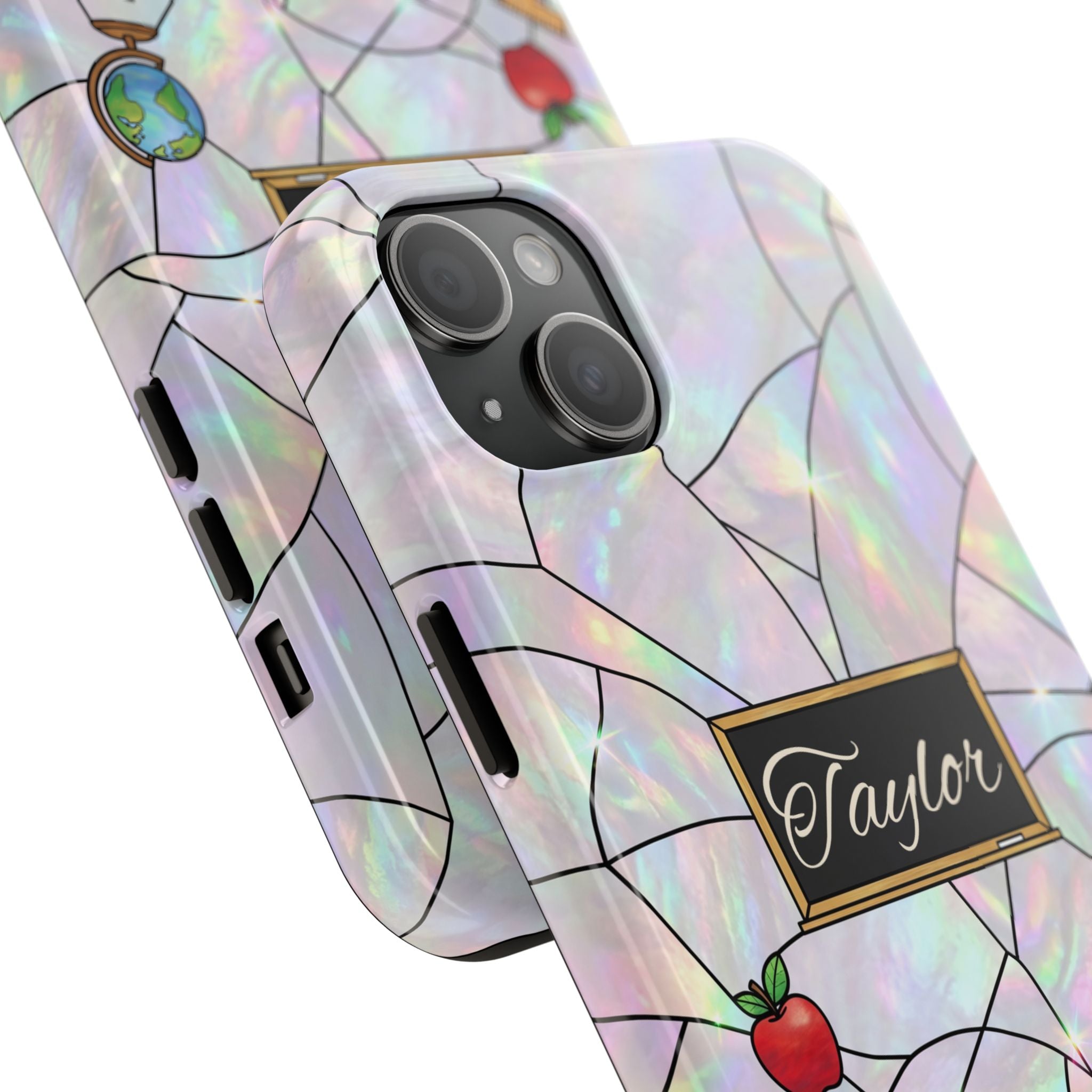 Personalized Teacher Phone Case — Custom Name Stained Glass Classroom Design
