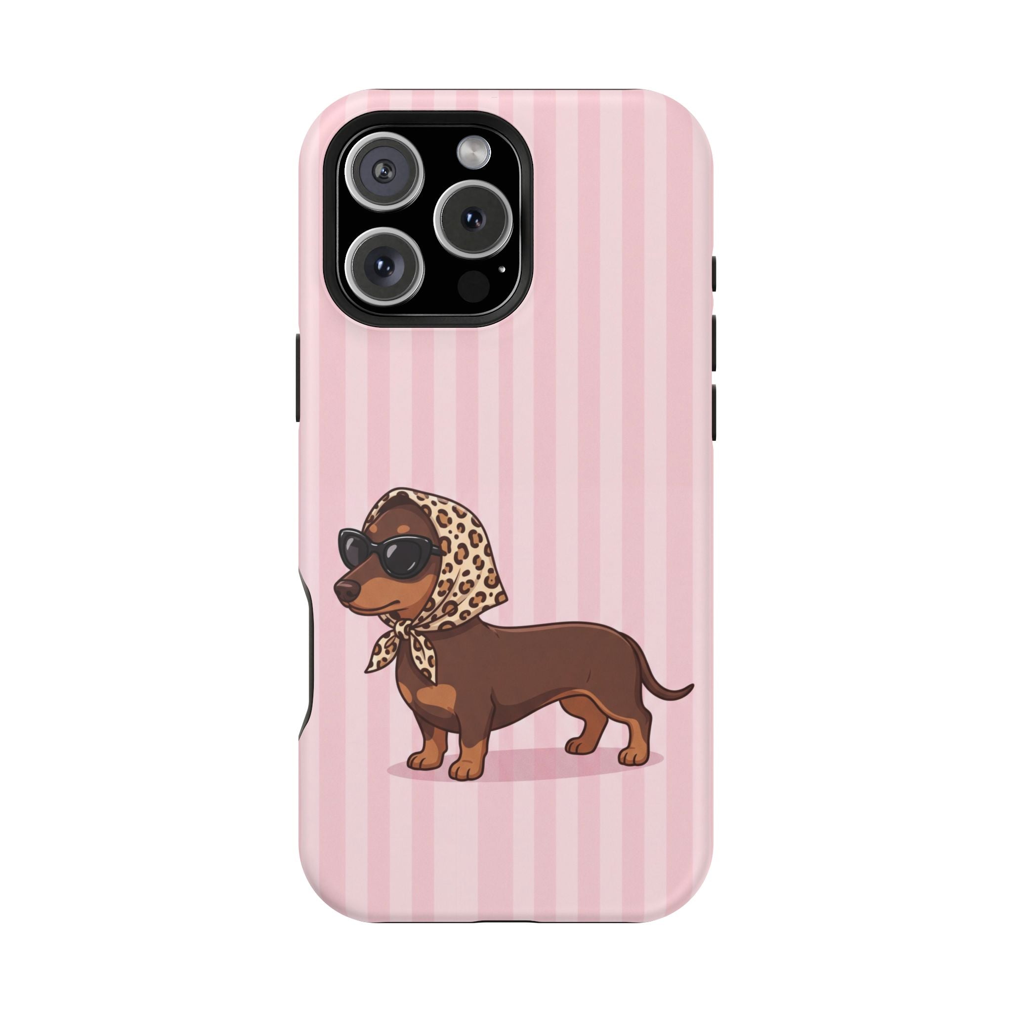 Preppy Dachshund Phone Case — Impact-Resistant Wireless Charging Cover