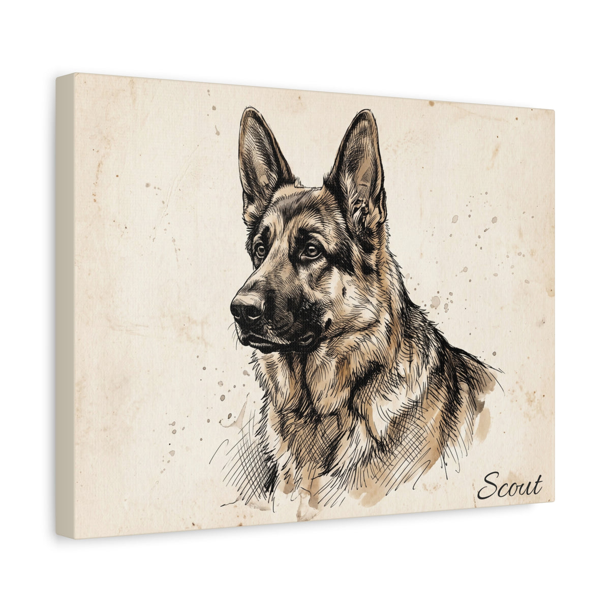 German Shepherd Personalized Canvas | Vintage Sketch Wall Art