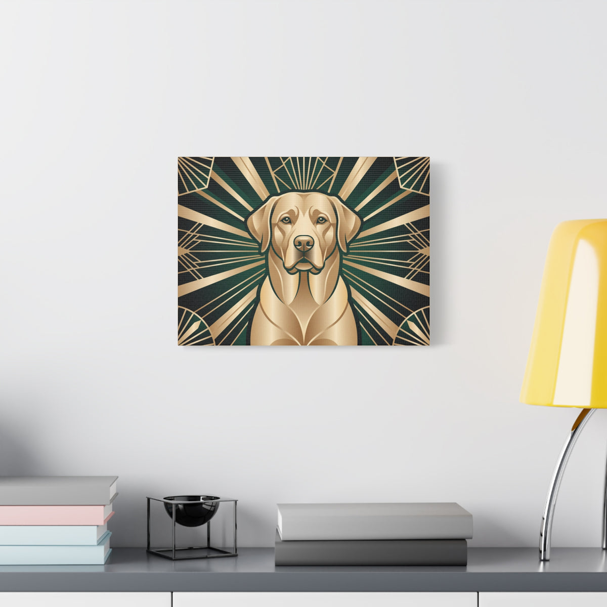 Labrador Canvas | Art Deco Emerald & Gold Wall Art