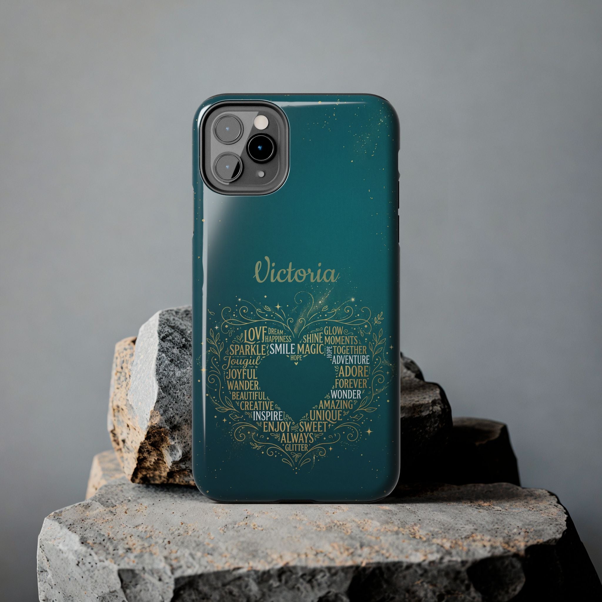 Personalized Teacher Phone Case — Custom Name Heart Word Art Design