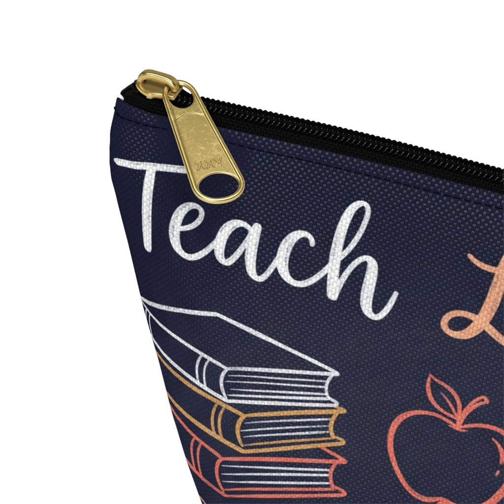 Teach Love Inspire Chalkboard Accessory Pouch — T-Bottom Zipper Bag