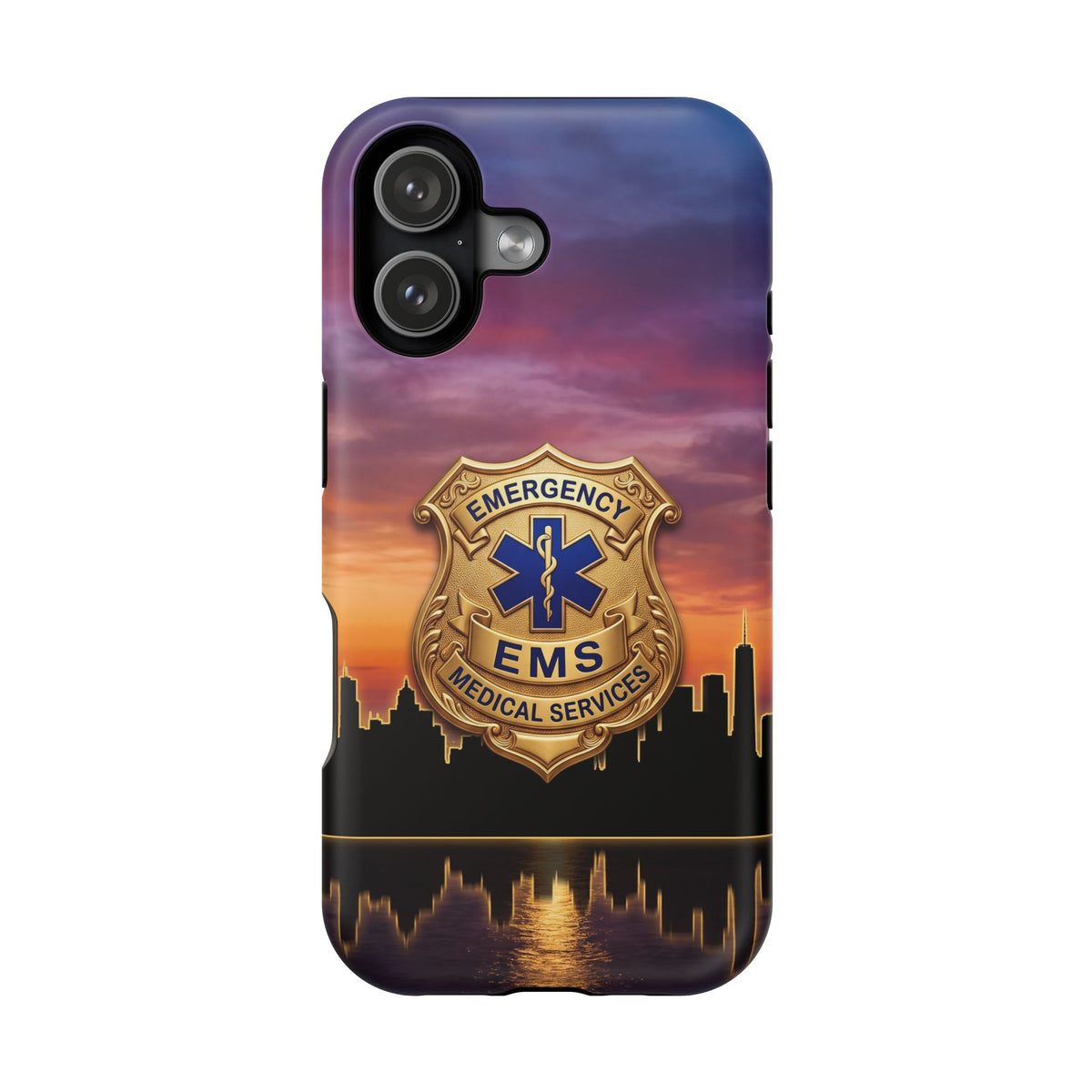 EMS Badge Sunset Skyline Phone Case — Magnetic Wireless Charging Cover