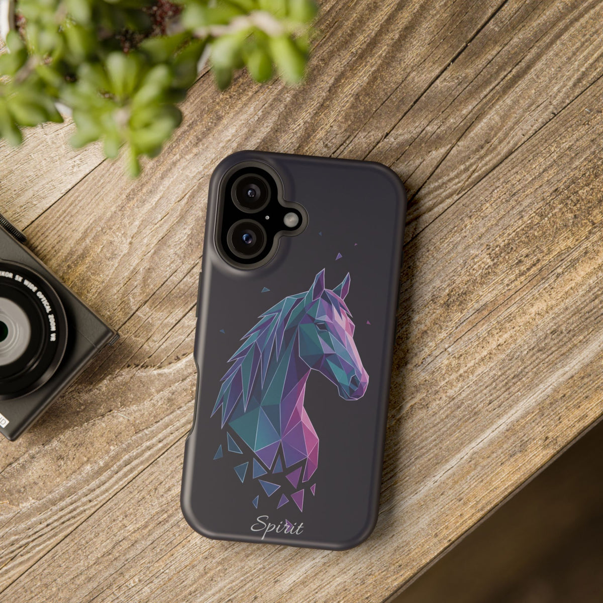 Personalized Geometric Horse Phone Case — Tough Magnetic Case with Wireless Charging