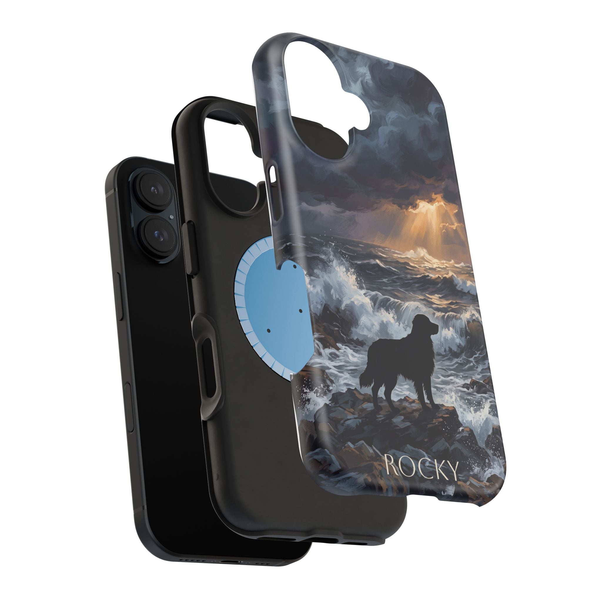 Personalized Golden Retriever Stormy Sea Phone Case — Wireless Charging Cover
