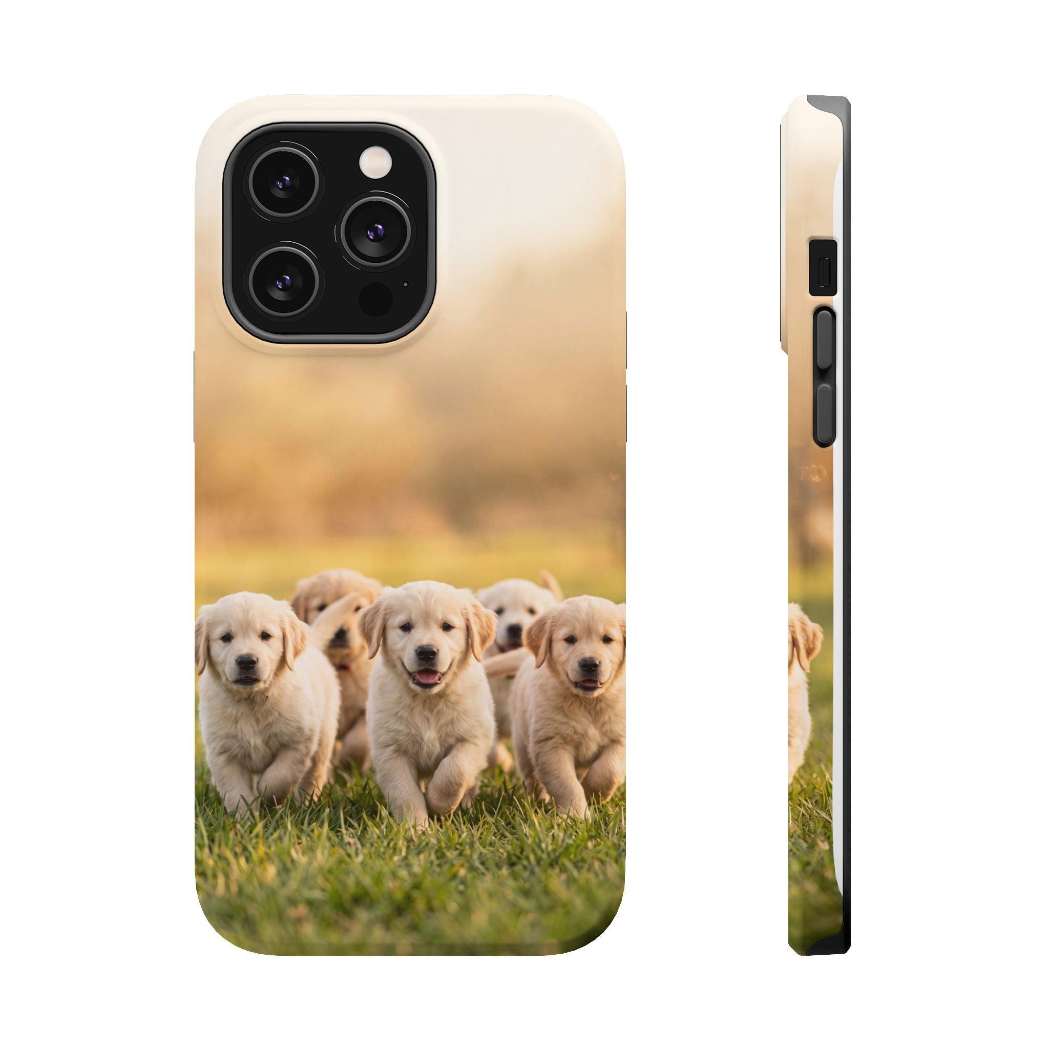Golden Retriever Puppies Phone Case — Impact-Resistant Wireless Charging Cover