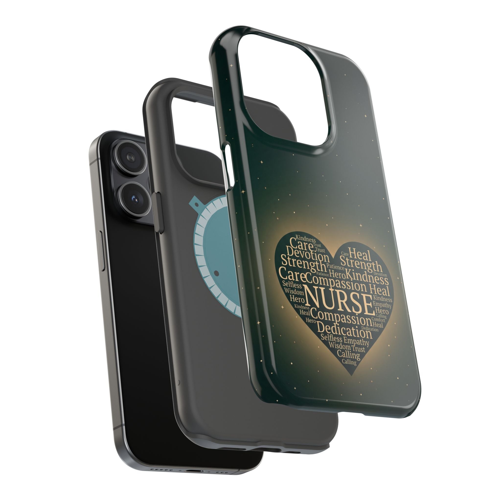 Nurse Heart Word and Art Phone Case — Impact-Resistant Wireless Charging Cover