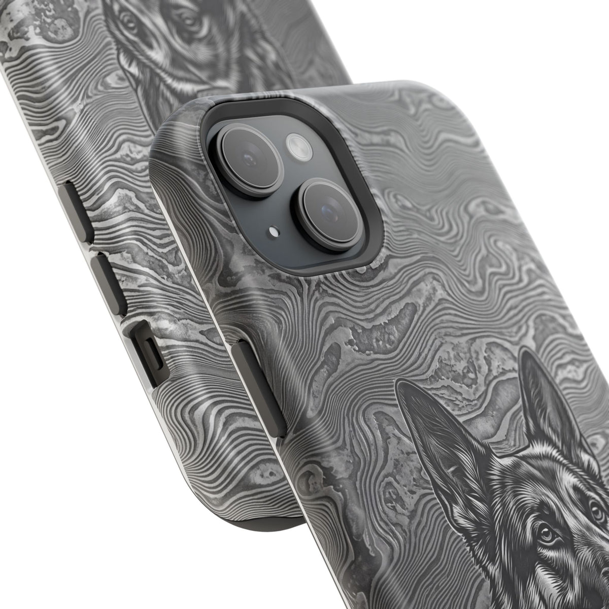 German Shepherd Phone Case | Damascus Art — Tough Magnetic Case with Wireless Charging