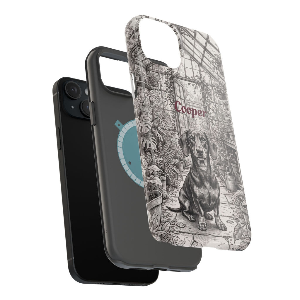 Personalized Dachshund Vintage Greenhouse Phone Case — Wireless Charging Cover