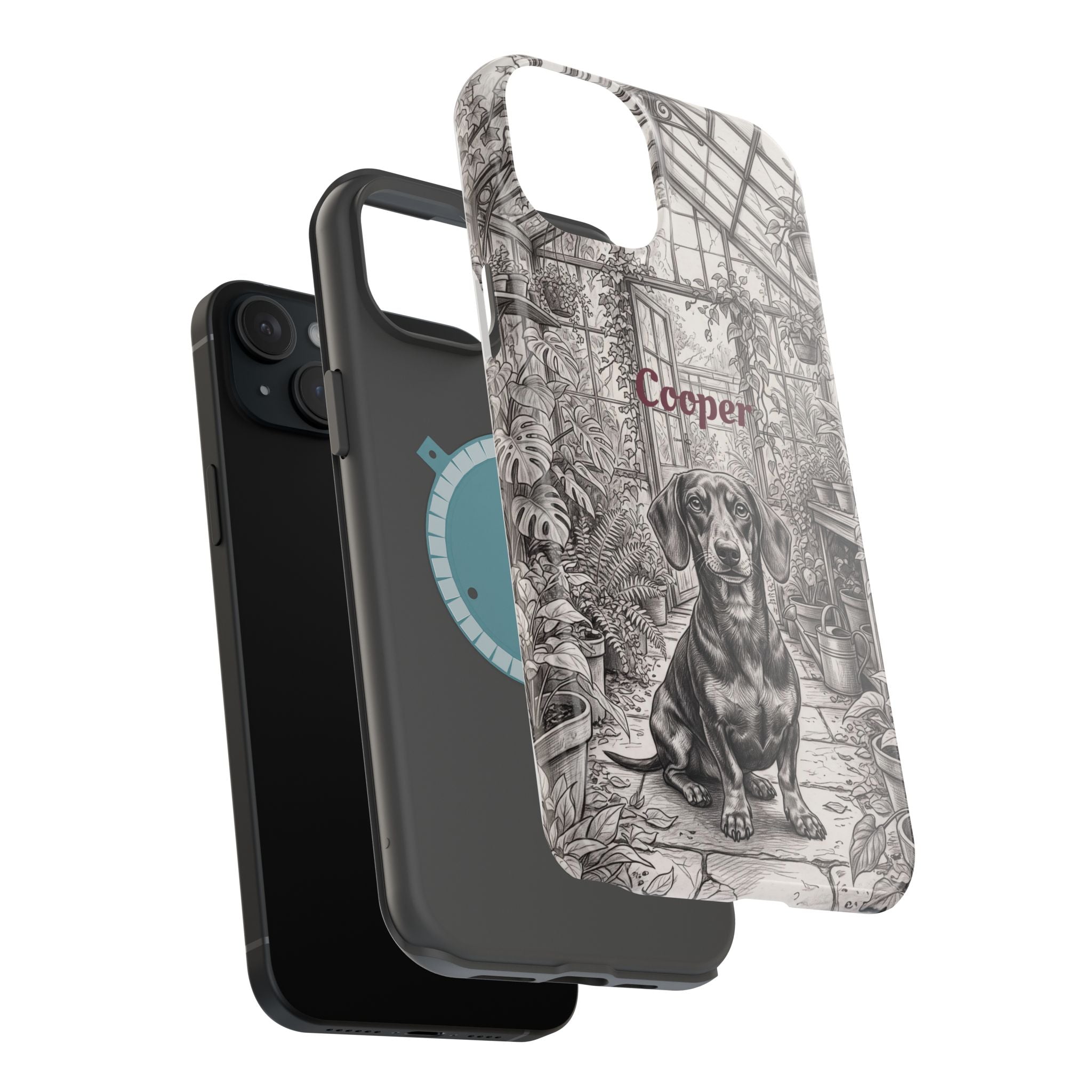 Personalized Dachshund Vintage Greenhouse Phone Case — Wireless Charging Cover
