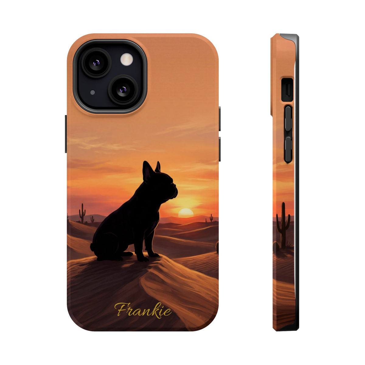 Personalized French Bulldog Desert Sunset Phone Case — Wireless Charging Cover