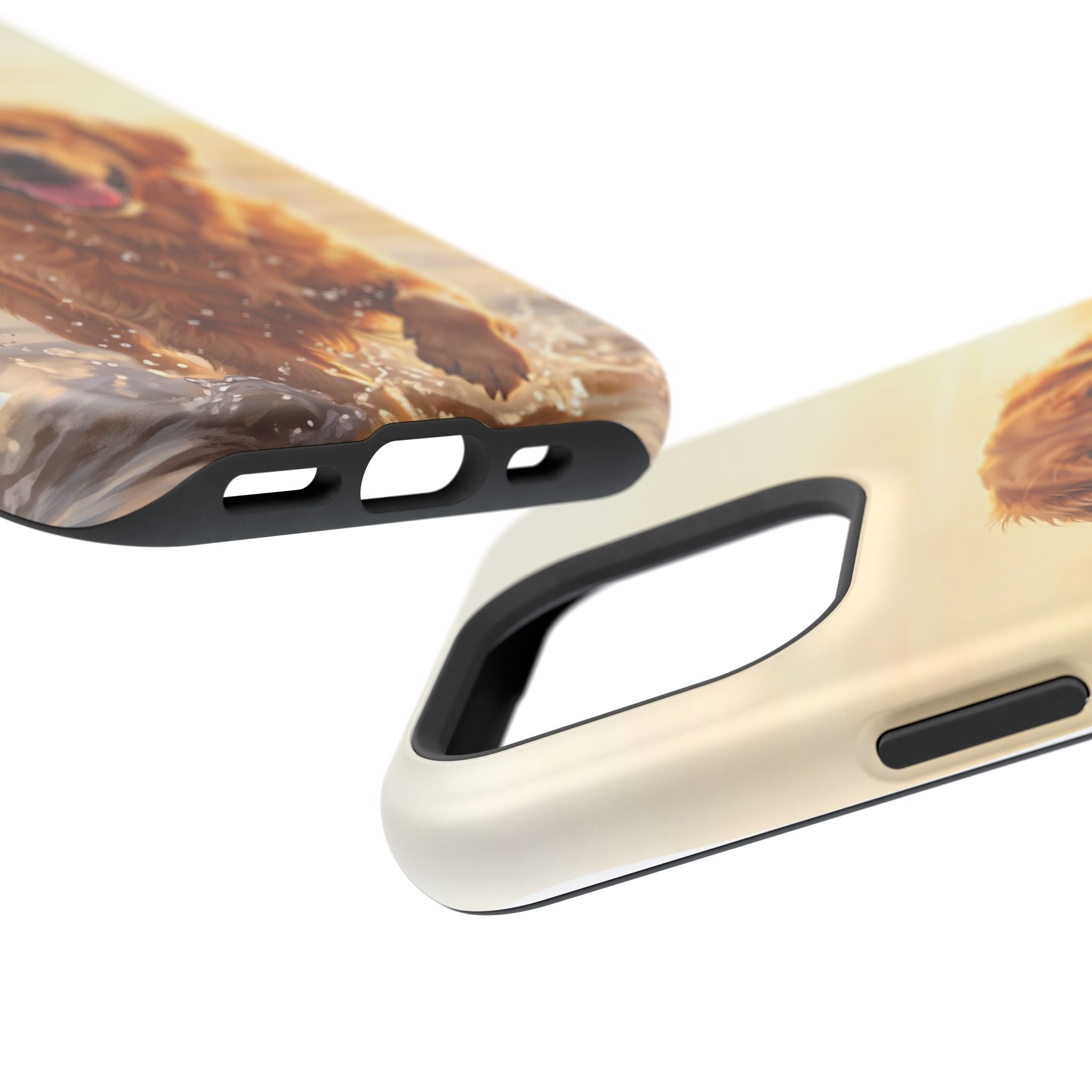 Beach Golden Retriever Phone Case — Impact-Resistant Wireless Charging Cover
