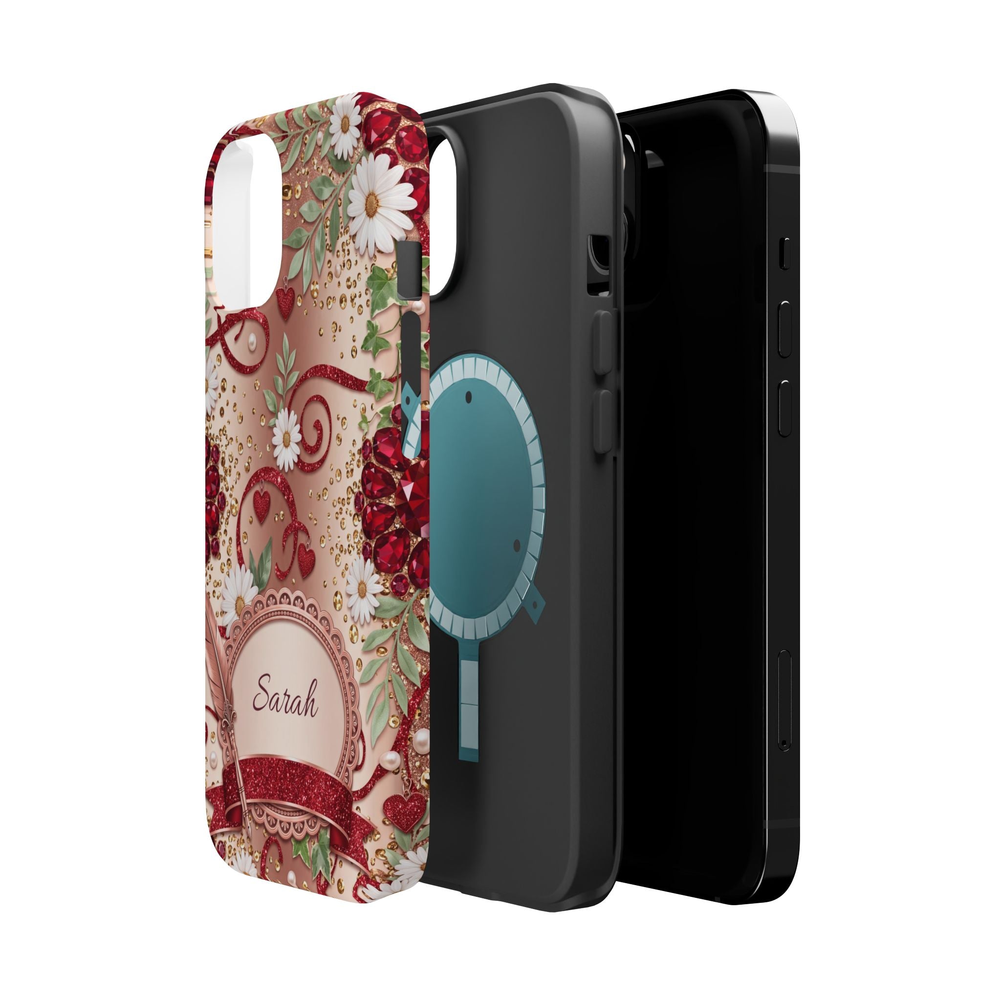 Personalized Vintage Floral Teacher Phone Case — Wireless Charging Cover