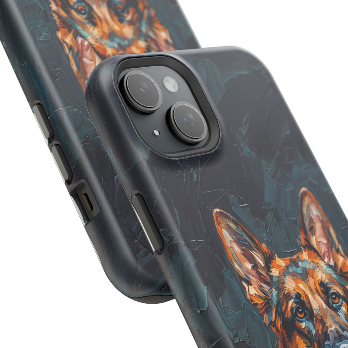 German Shepherd Phone Case | Palette Knife Painting Art — Tough Magnetic Case with Wireless Charging