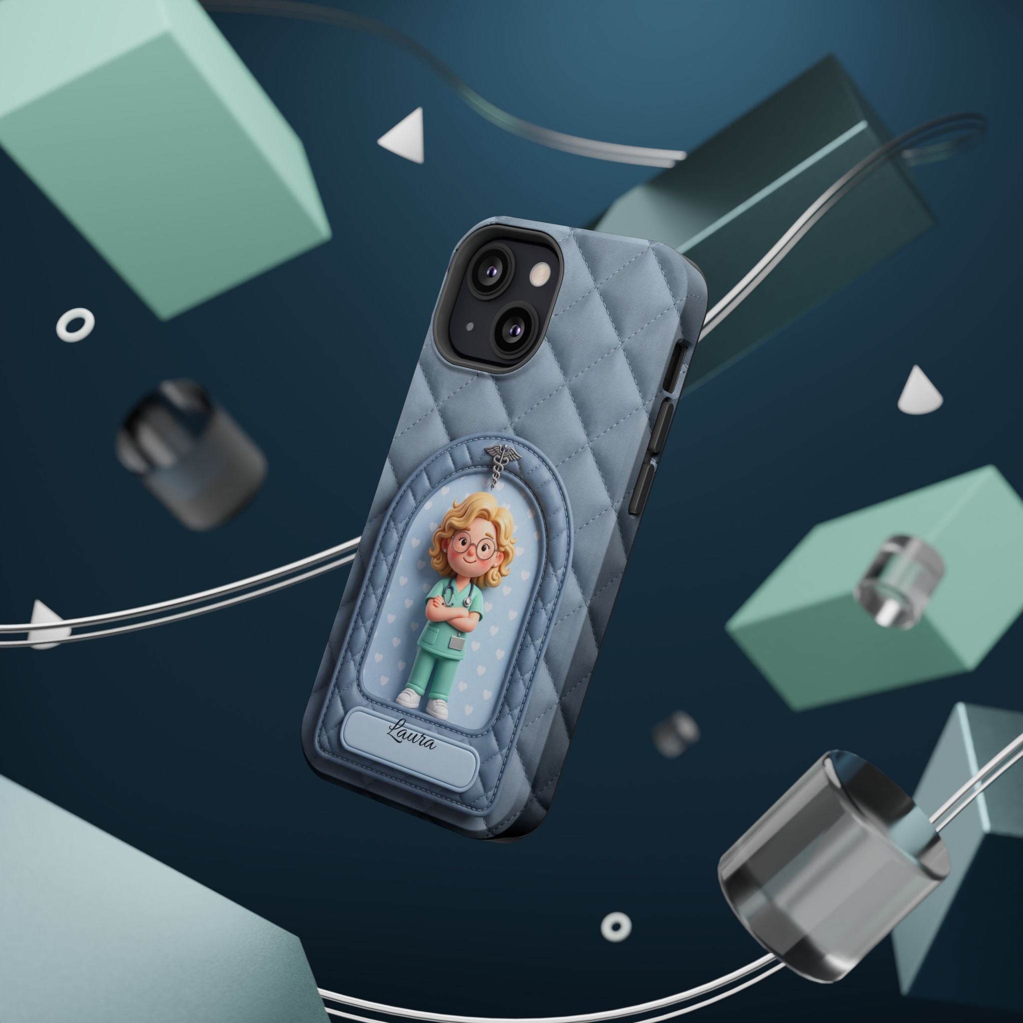 Personalized Quilted Nurse Phone Case — Wireless Charging Cover