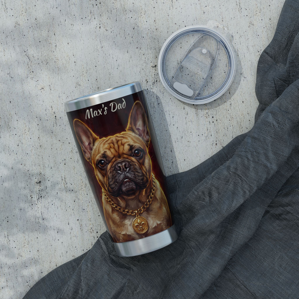 Personalized Frenchie Tumbler – Frenchie Dad Travel Mug, Custom Name Gift for Dog Dad