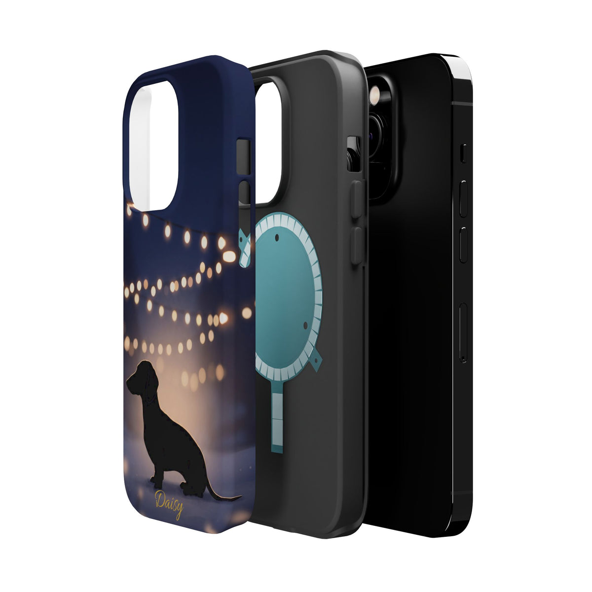 Personalized Dachshund Fairy Lights Phone Case — Wireless Charging Cover