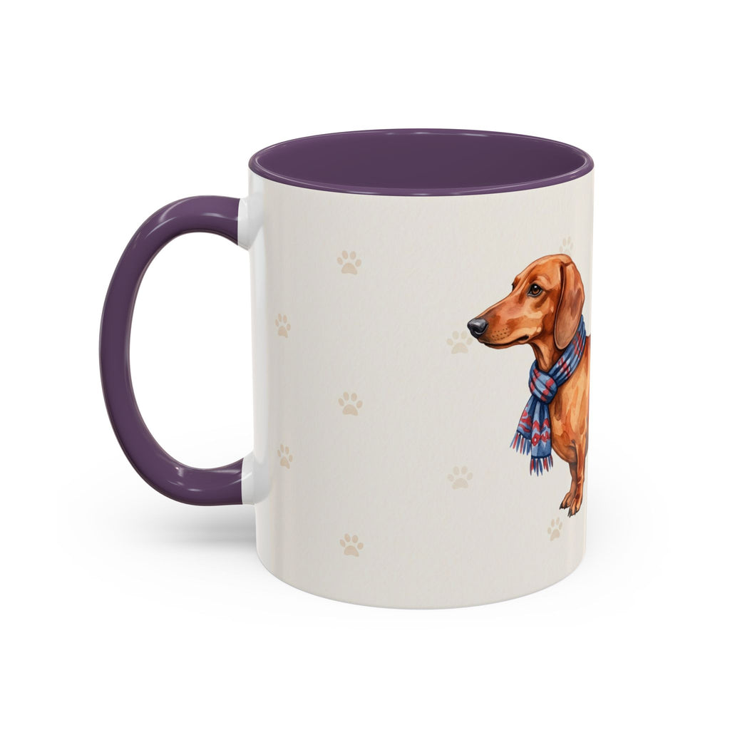 Dachshund Lover Mug – Wiener Dog with Scarf, Cute Watercolor Dachshund Gift Mug