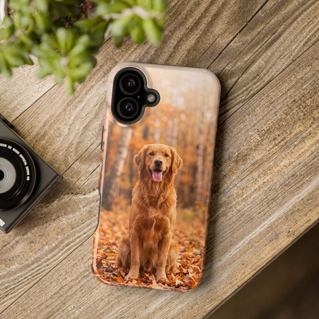 Autumn Golden Retriever Phone Case — Impact-Resistant Wireless Charging Cover