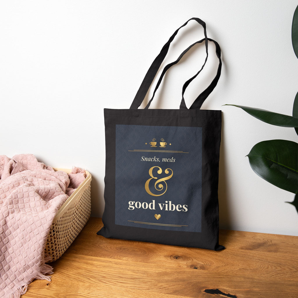 Nurse Tote Bag – Scrubs Meds & Good vibes – Cotton Canvas Tote Bag for Nurses
