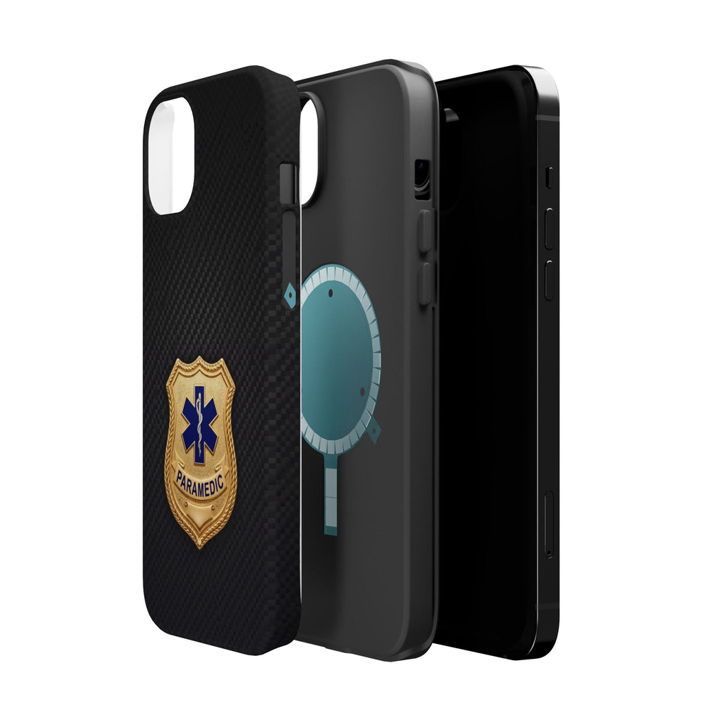 Gold Paramedic Badge Black Phone Case — Magnetic Wireless Charging Cover