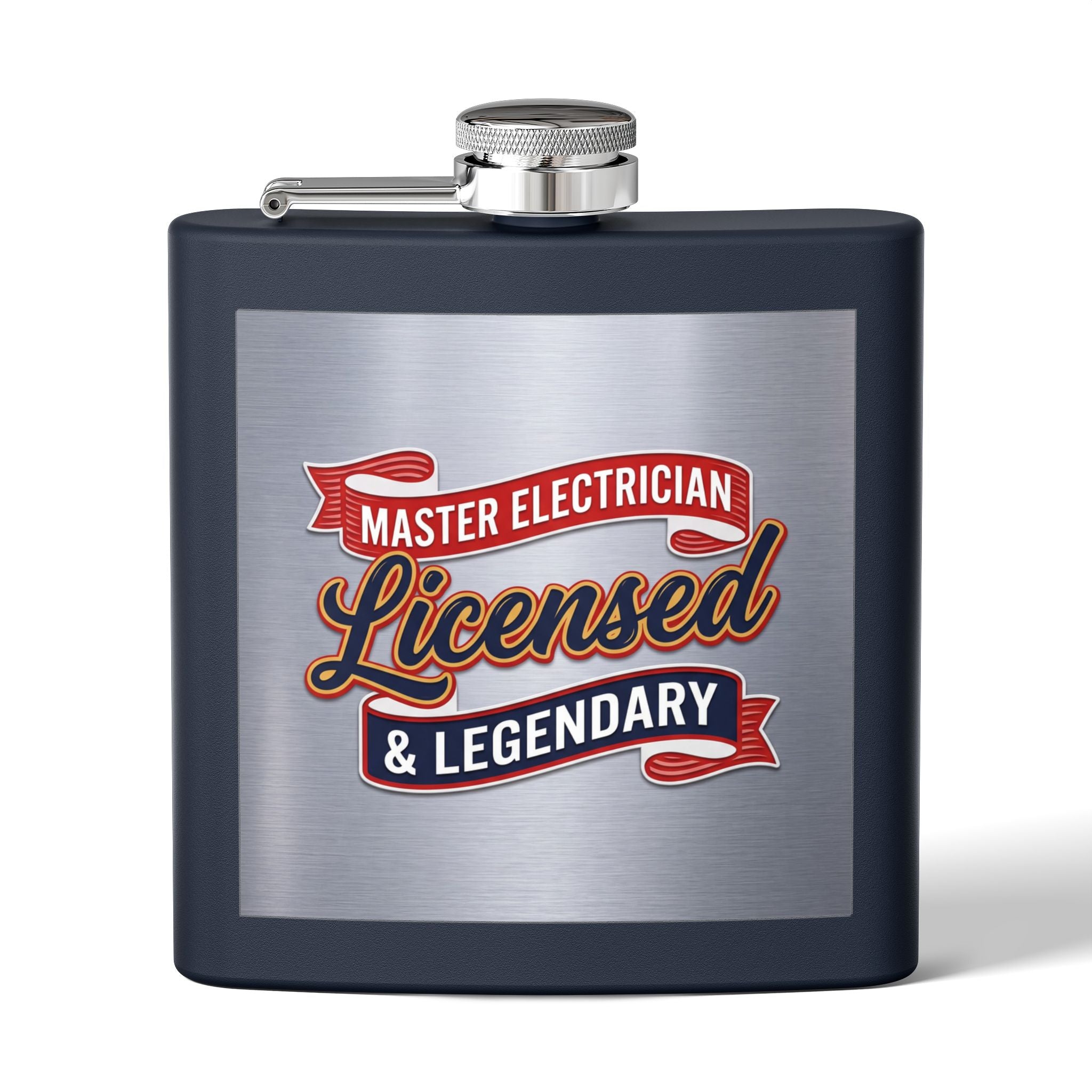 Flask — "Master Electrician: Licensed & Legendary" (Crest Edition) 6oz Stainless Steel Hip Flask