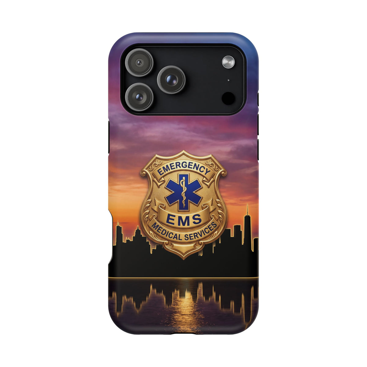 EMS Badge Sunset Skyline Phone Case — Magnetic Wireless Charging Cover
