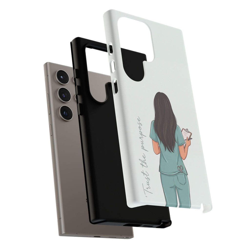 "Trust the Purpose" Nurse Phone Case | Illustrated Nurse in Scrubs Design | iPhone & Samsung