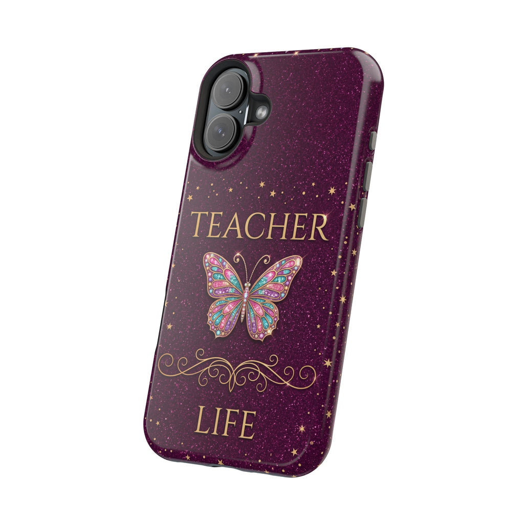 Teacher Life Glitter Butterfly Phone Case — Wireless Charging Cover