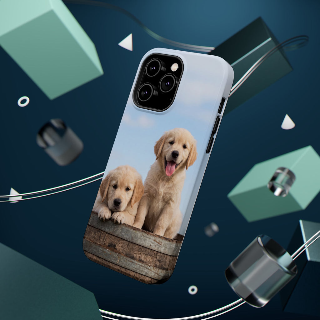 Golden Retriever Puppy Duo Phone Case — Impact-Resistant Wireless Charging Cover
