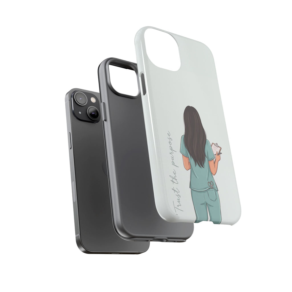 "Trust the Purpose" Nurse Phone Case | Illustrated Nurse in Scrubs Design | iPhone & Samsung